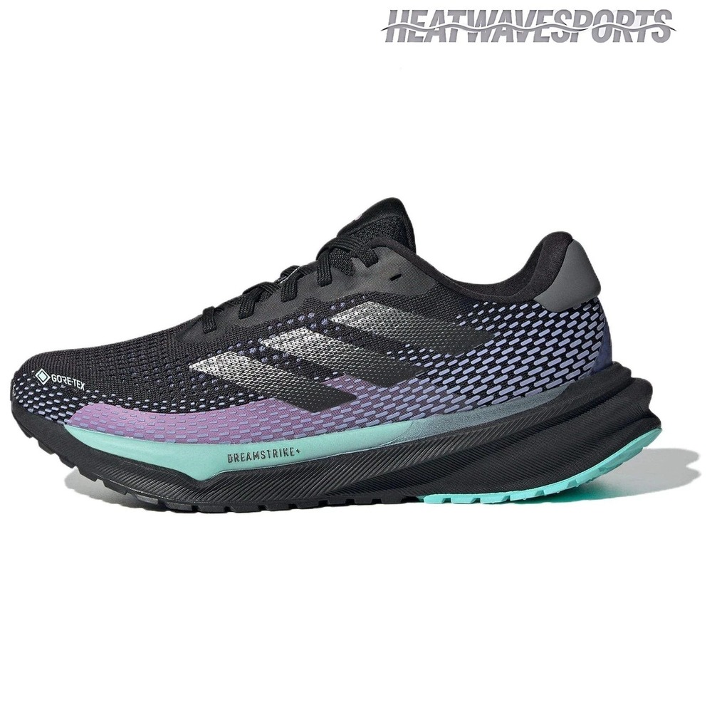 Adidas Supernova GTX GORE-TEX‎ Womens Sz 7.5 Black Semi Flash Aqua Shoes ID6305